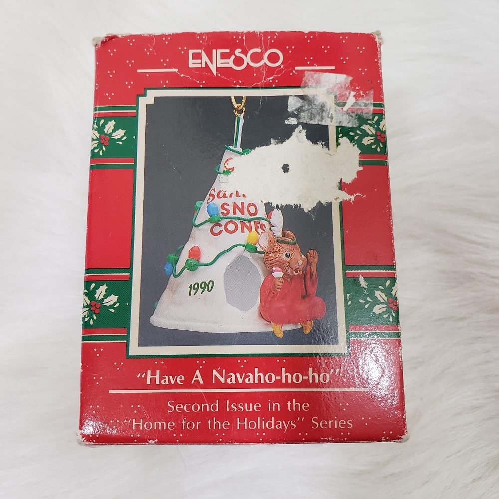Vintage 1990 Enesco "Have a Navaho-ho-ho" Santa sno cones Christmas‎ ornament